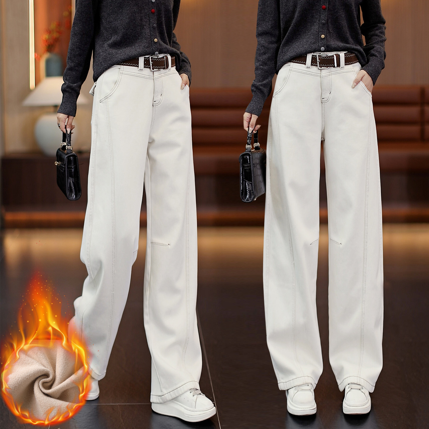 高腰宽松弯刀裤女时尚百搭香蕉裤