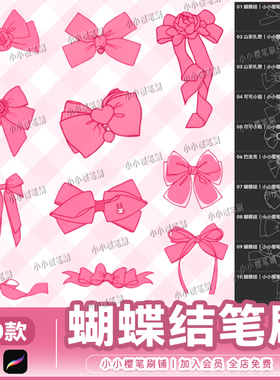 procreate笔刷蝴蝶结可爱装饰服装领结发带图案头饰PS笔刷素材