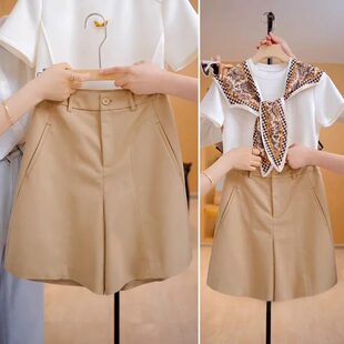 潮牌薄款 2026新款 女士夏季 a字裤 宽松短裤 西装 拉夏贝尔五分休闲裤