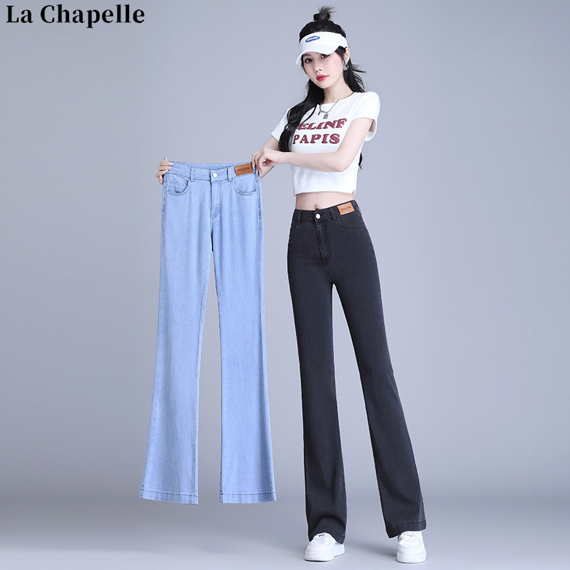 拉夏贝尔天丝阔腿牛仔裤女图片