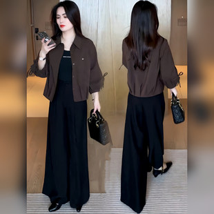 拉夏贝尔洋气通勤风女式衬衫2026新款短款西装领灯笼袖七分袖上衣