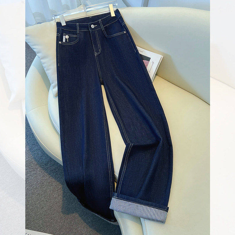 拉夏贝尔丹宁蓝九分牛仔裤女早春季2026年欧货爆款裤子直筒阔腿裤,女装/女士精品,牛仔裤,淘宝优惠券,粉丝福利购,淘宝优惠卷