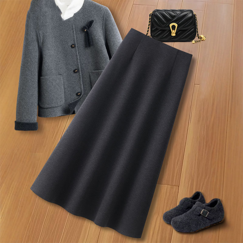 拉夏贝尔高级感灰色羊绒半身裙女秋冬2025新款超好看加厚毛呢伞裙,女装/女士精品,大码半身裙,淘宝优惠券,粉丝福利购,淘宝优惠卷