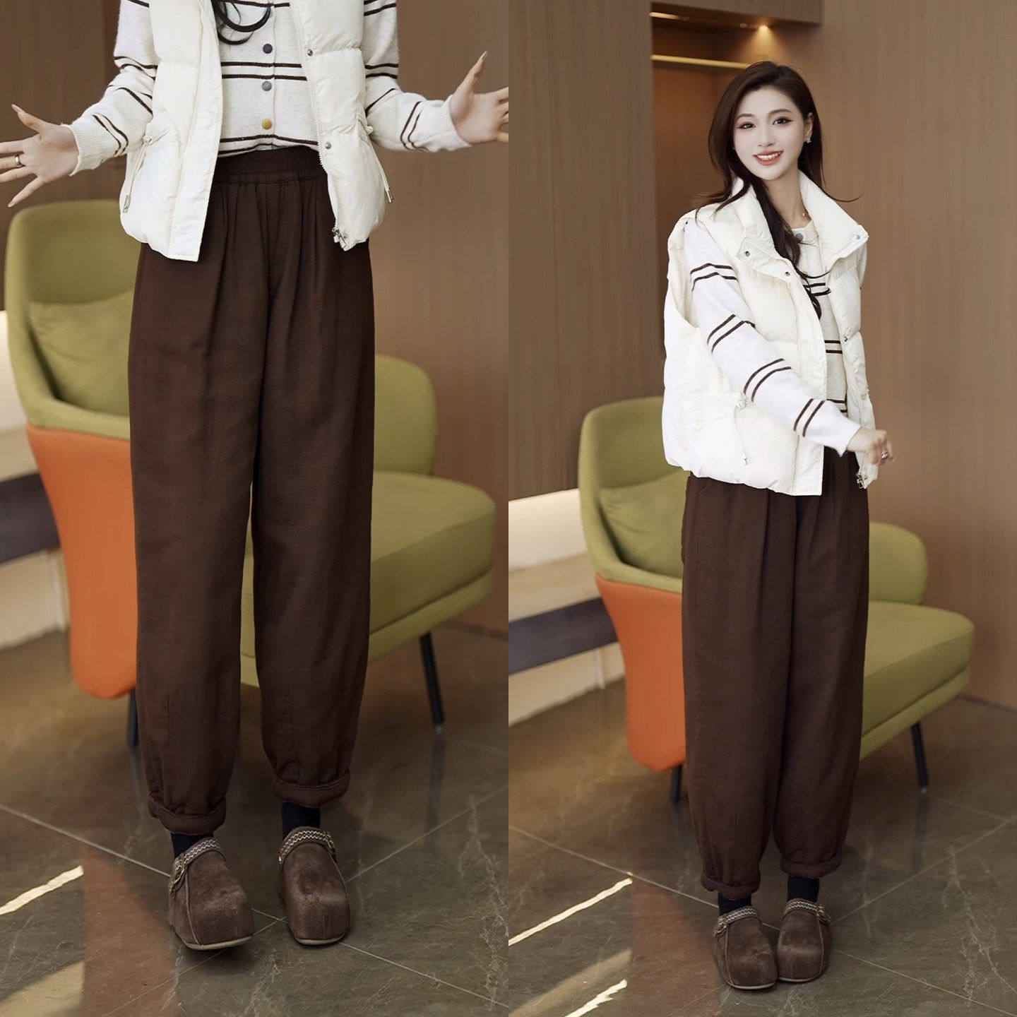 拉夏贝尔年轻人穿的棉裤女冬季裤子2025年新款休闲裤加厚哈伦裤子,女装/女士精品,大码裤装,淘宝优惠券,粉丝福利购,淘宝优惠卷