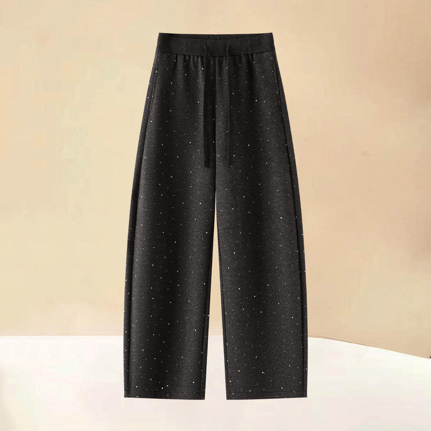 拉夏贝尔深灰色阔腿裤女2025秋冬季新款松紧腰香蕉裤弯刀拖地裤子,女装/女士精品,大码裤装,淘宝优惠券,粉丝福利购,淘宝优惠卷