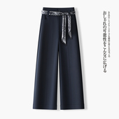 窄版 新款 女2025秋季 高腰显瘦直筒休闲裤 拉夏贝尔垂坠感西装 阔腿裤