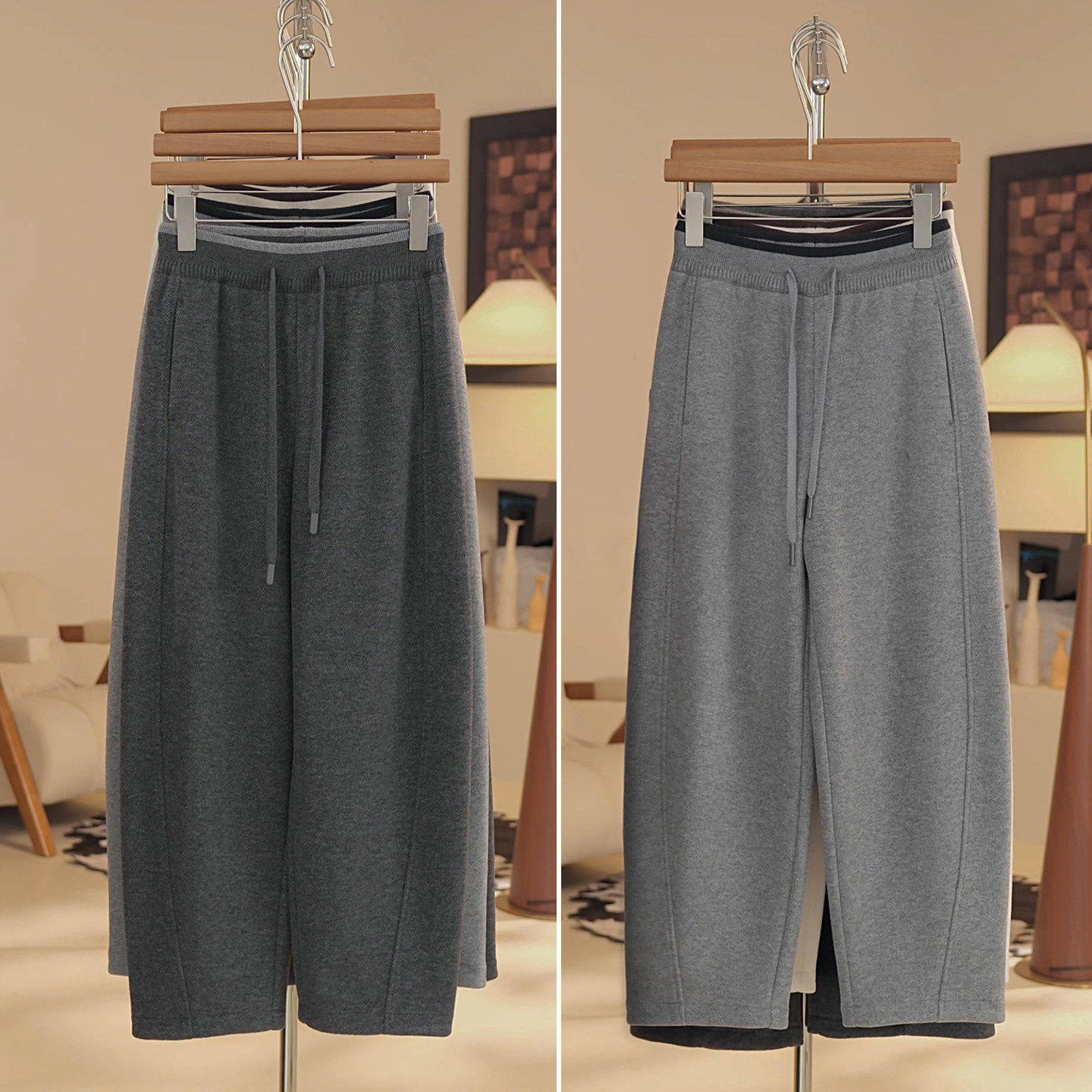 拉夏贝尔加绒弯刀裤女冬季加绒2025款休闲裤小个子裤子宽松阔腿裤,女装/女士精品,大码裤装,淘宝优惠券,粉丝福利购,淘宝优惠卷