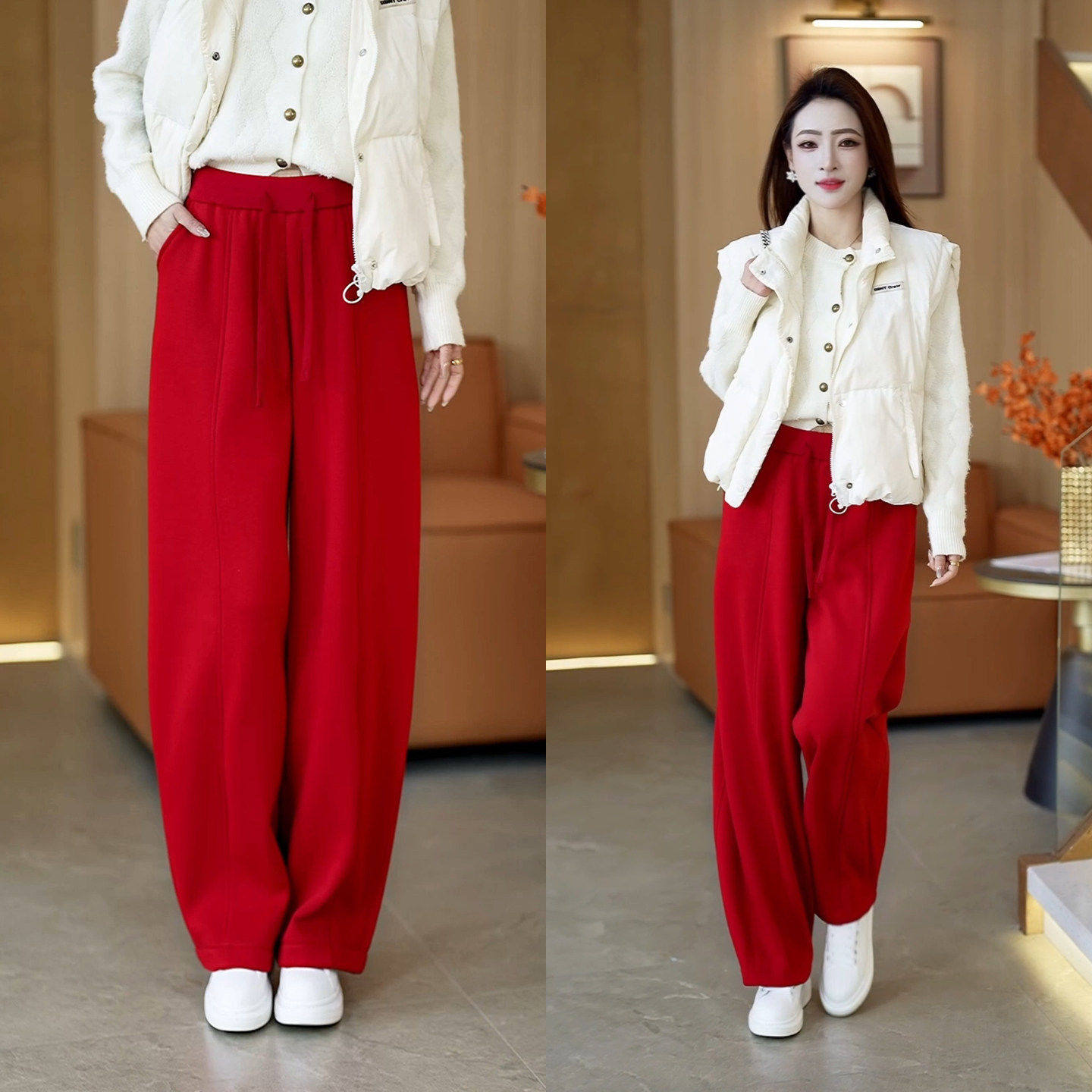 拉夏贝尔弯刀裤女冬季加绒卫裤2025年新款运动休闲裤加厚阔腿裤子,女装/女士精品,大码裤装,淘宝优惠券,粉丝福利购,淘宝优惠卷