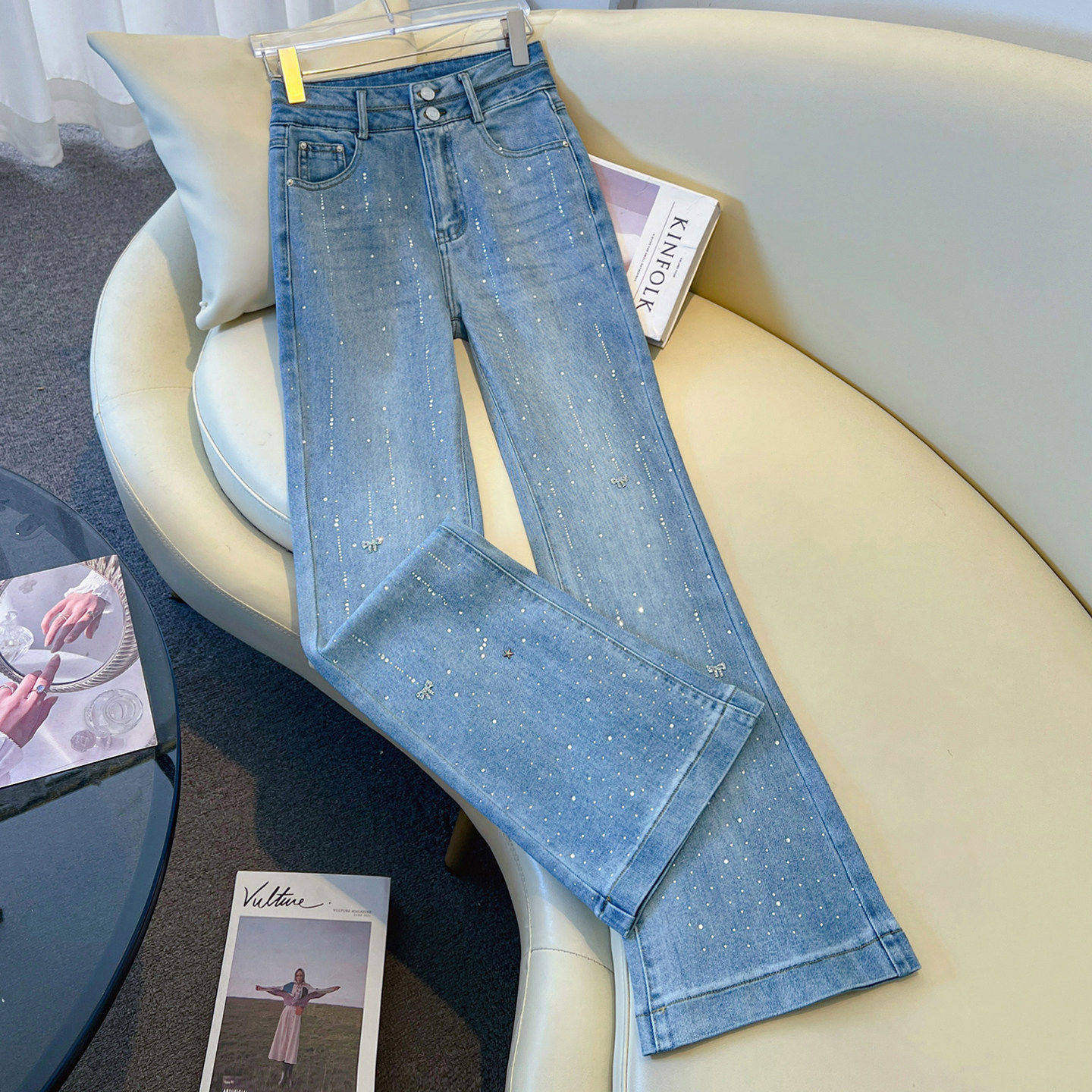 拉夏贝尔牛仔喇叭裤女春秋2026新款高级感窄版修身显瘦直筒微喇叭,女装/女士精品,牛仔裤,淘宝优惠券,粉丝福利购,淘宝优惠卷