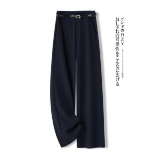 高腰显瘦垂坠感直筒裤 拉夏贝尔藏青色西装 2026年新款 女秋季 阔腿裤