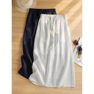 垂坠潮牌女装 包臀直筒裙子 2026新款 拉夏贝尔米白中长半身裙女春季