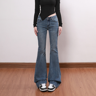 喇叭裤 艾格低腰微喇牛仔裤 显瘦百搭马蹄喇叭裤 修身 女2026新款