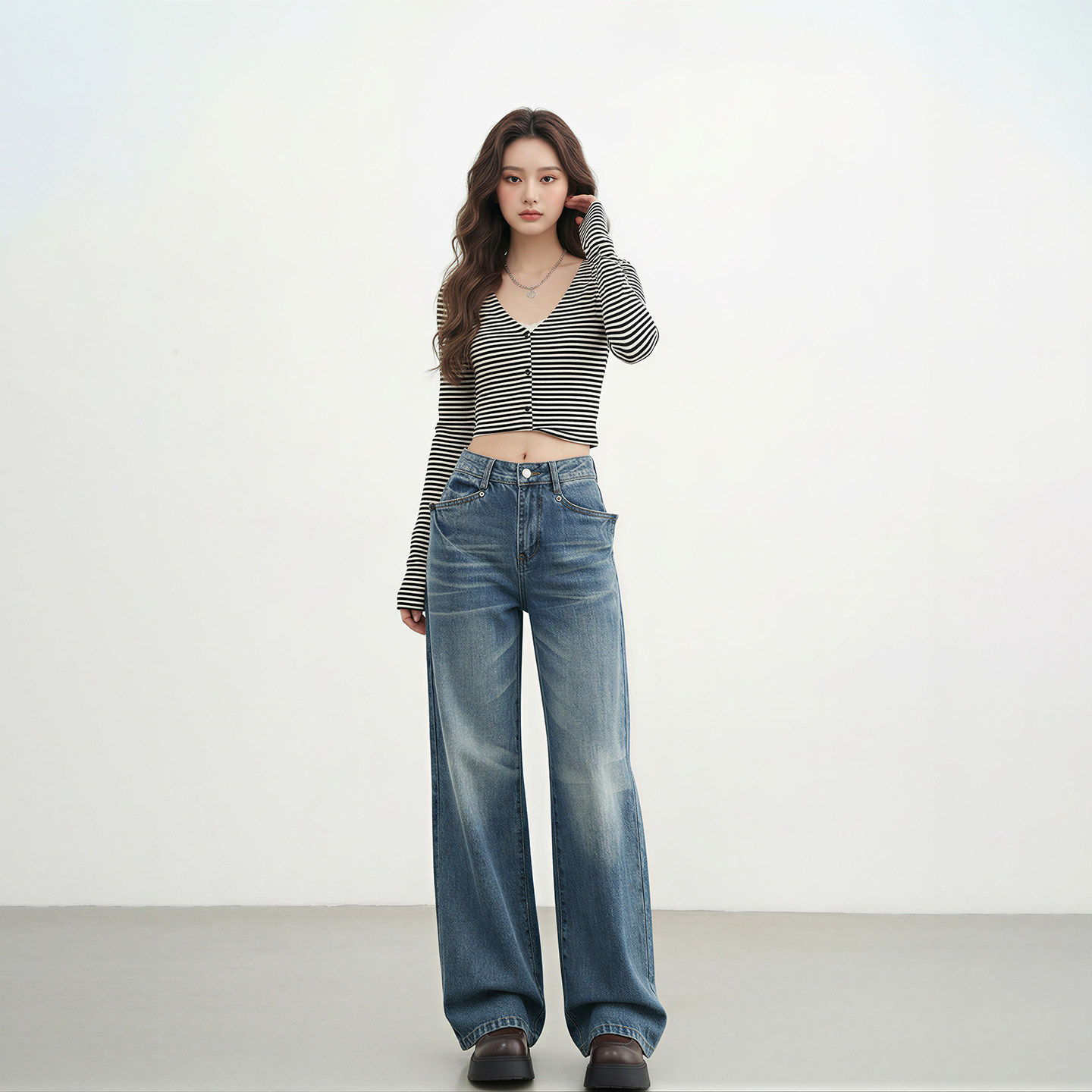 艾格美式复古直筒牛仔裤女2026春季新版宽松显瘦小个子窄版阔腿裤,女装/女士精品,牛仔裤,淘宝优惠券,粉丝福利购,淘宝优惠卷