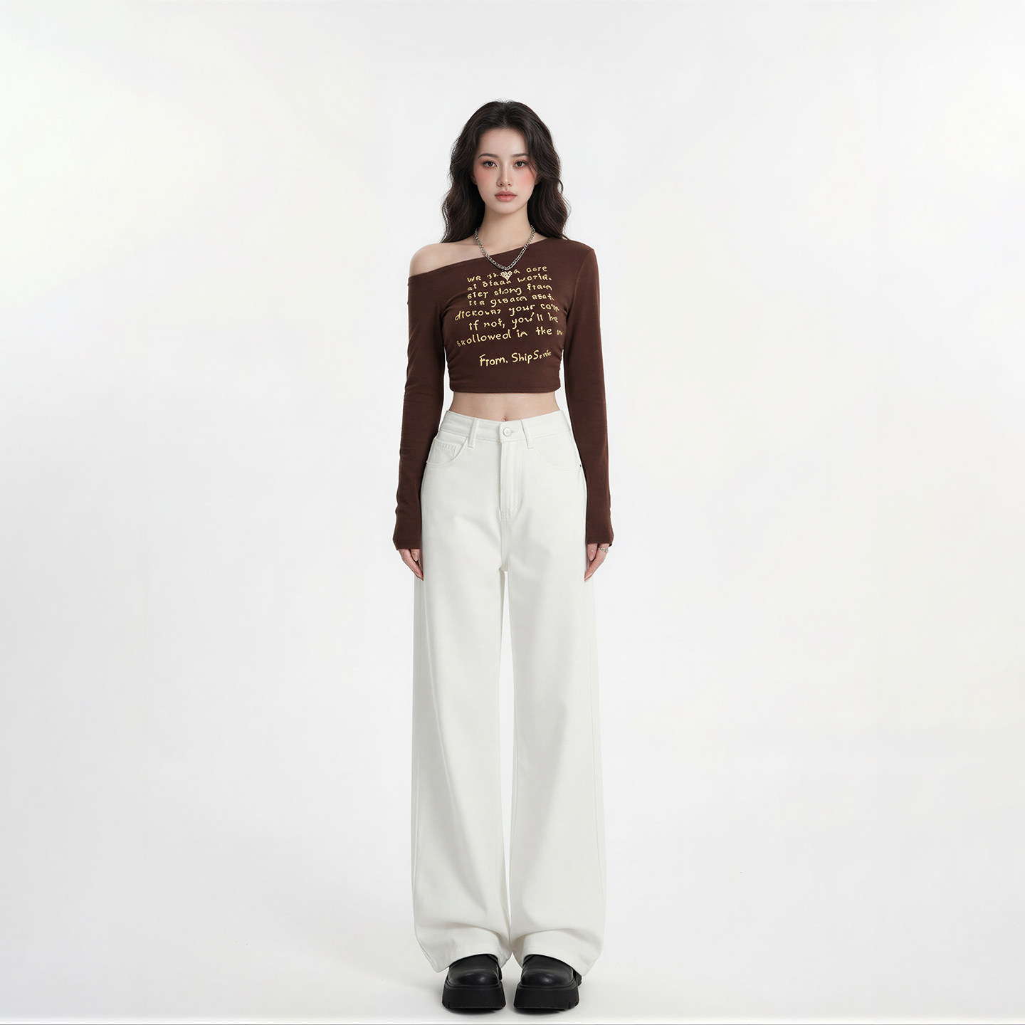 艾格白色窄版阔腿牛仔裤女2026新款显瘦慵懒风百搭直筒拖地裤,女装/女士精品,牛仔裤,淘宝优惠券,粉丝福利购,淘宝优惠卷