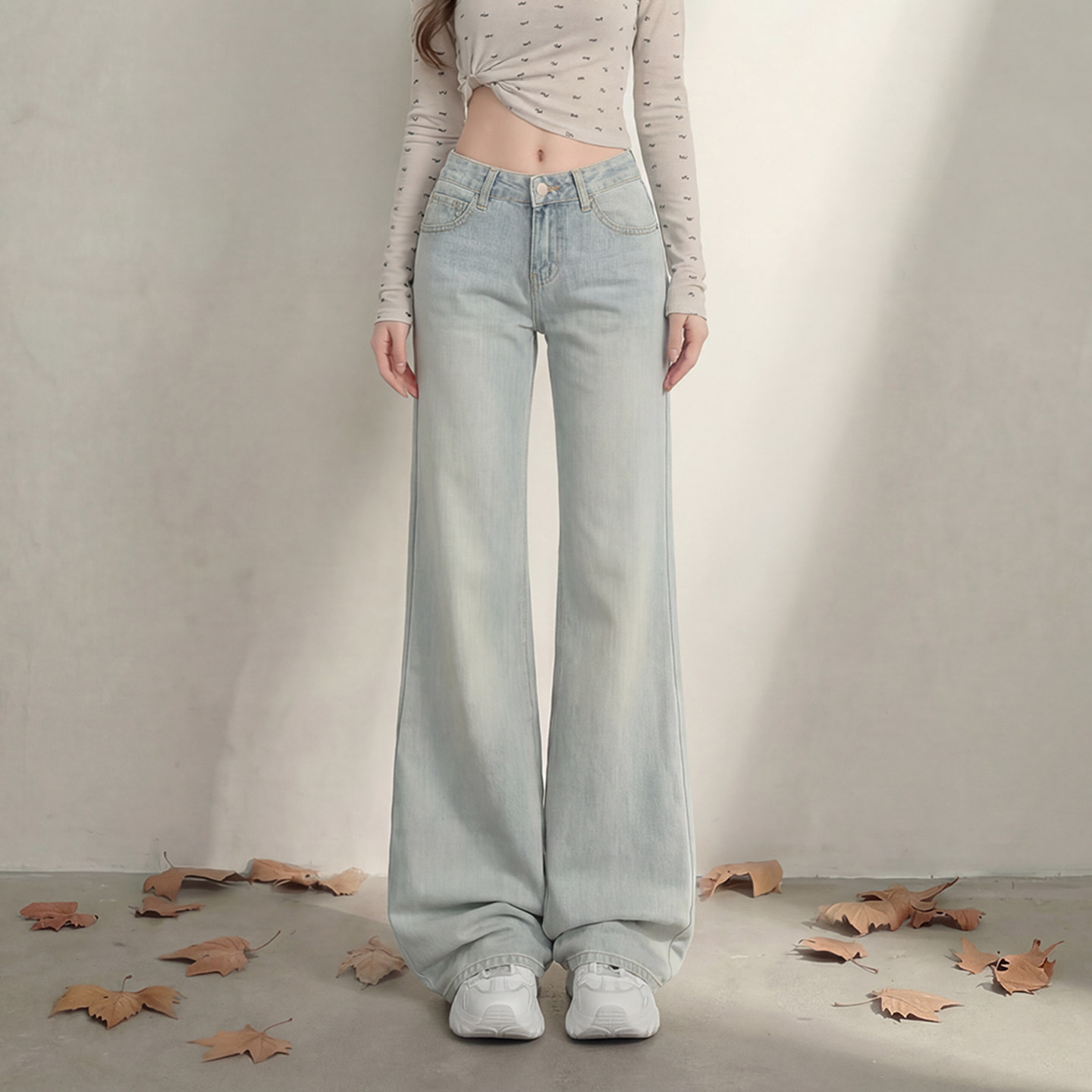 艾格复古微喇牛仔裤女2026春季新款不贴腿显瘦百搭休闲拖地裤,女装/女士精品,牛仔裤,淘宝优惠券,粉丝福利购,淘宝优惠卷