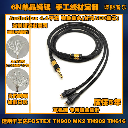8线6N单晶纯银适用 FOSTEX TH900 MK2II 909 616耳机升级线 - 封面