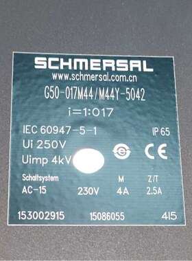 G50-017M44/44Y-5042施迈赛SCHMERSAL凸轮开关转换开关
