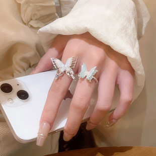 【饰全饰美】韩系网红超仙气质炫彩蝴蝶戒指女百搭气质开口食指戒