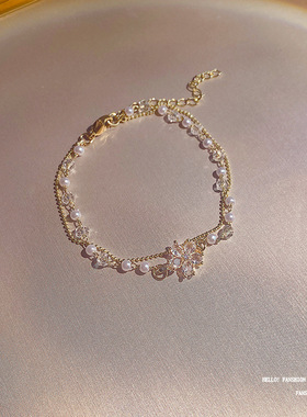 ins风钛钢珍珠手链女款