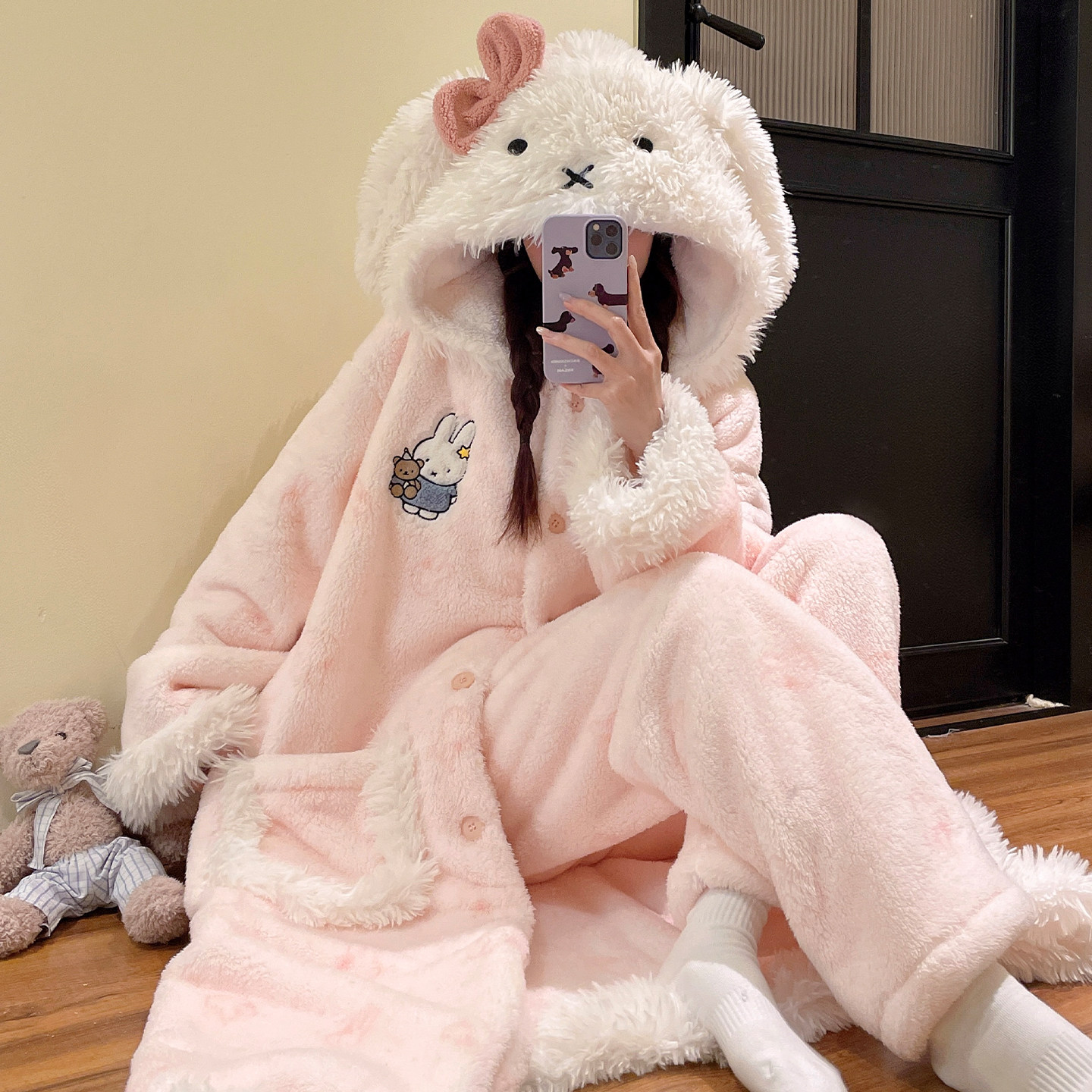 珊瑚绒睡衣女秋冬季2026新款巨好看法兰绒加绒加厚睡袍家居服冬天
