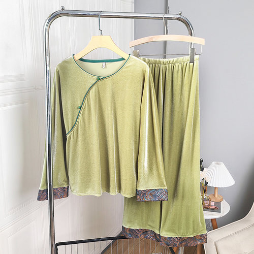 女金丝绒秋冬春长袖长裤家居服