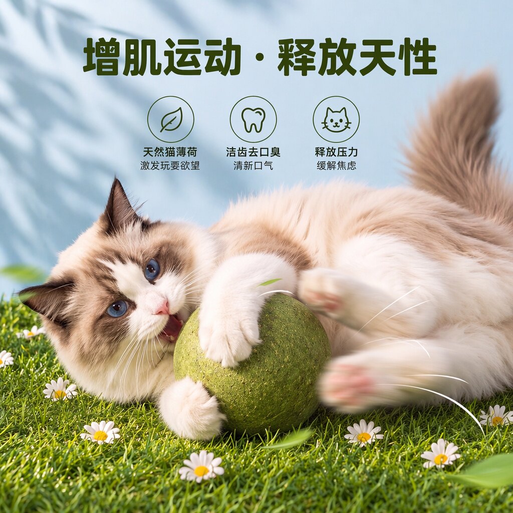 猫薄荷球猫咪球形玩具球发声款耐磨耐造实心款纯植物配方猫咪玩具