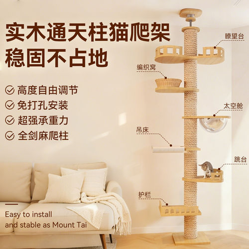 小户型福音！免打孔通天猫爬架