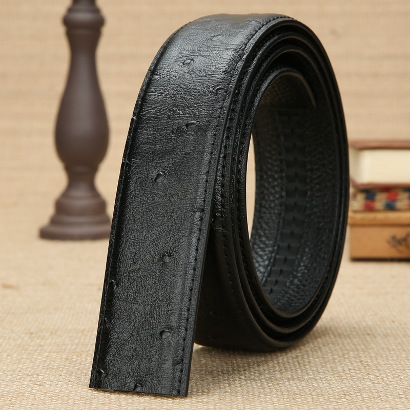 鸵鸟纹不带头自动扣真皮无扣皮带