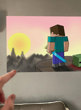 我的世界墙贴二次元动漫贴纸超大海报自粘带背胶属蛇床边床头装饰