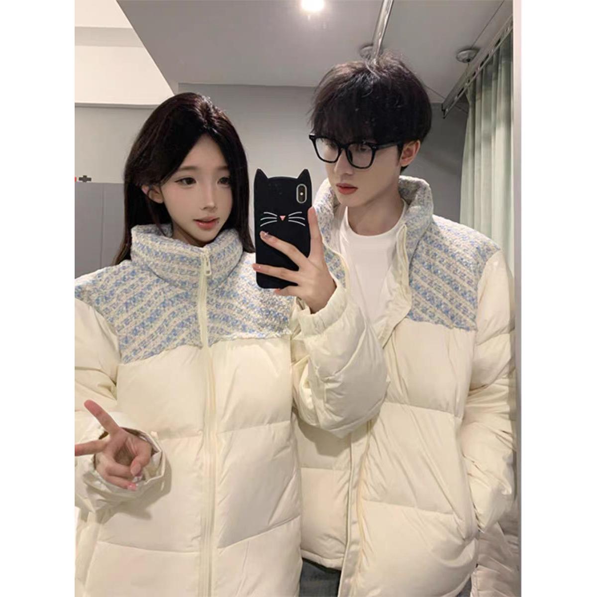 国潮牌小香风拼接羽绒服新款时尚