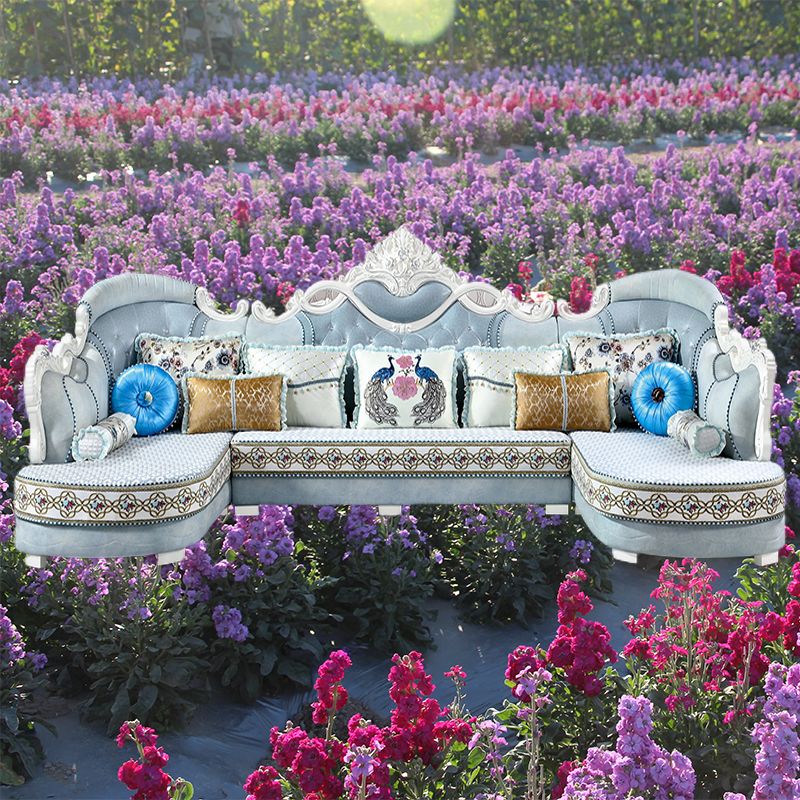 欧式风组合布艺轻奢u型客厅沙发