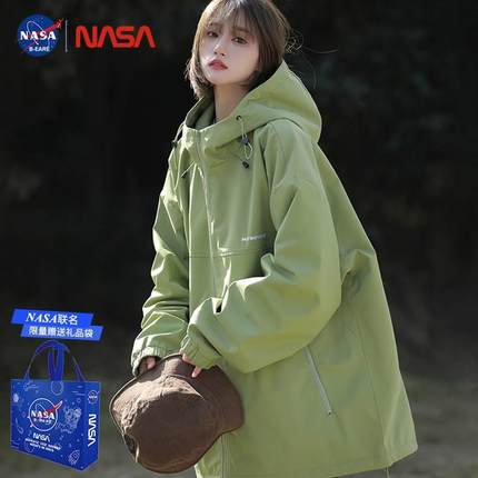 NASA品牌高级感外套女2024年新款美式户外冲锋衣春秋季风衣冬棉服