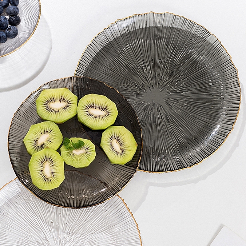 日式简约烟花盘碗系列金边沙拉碗