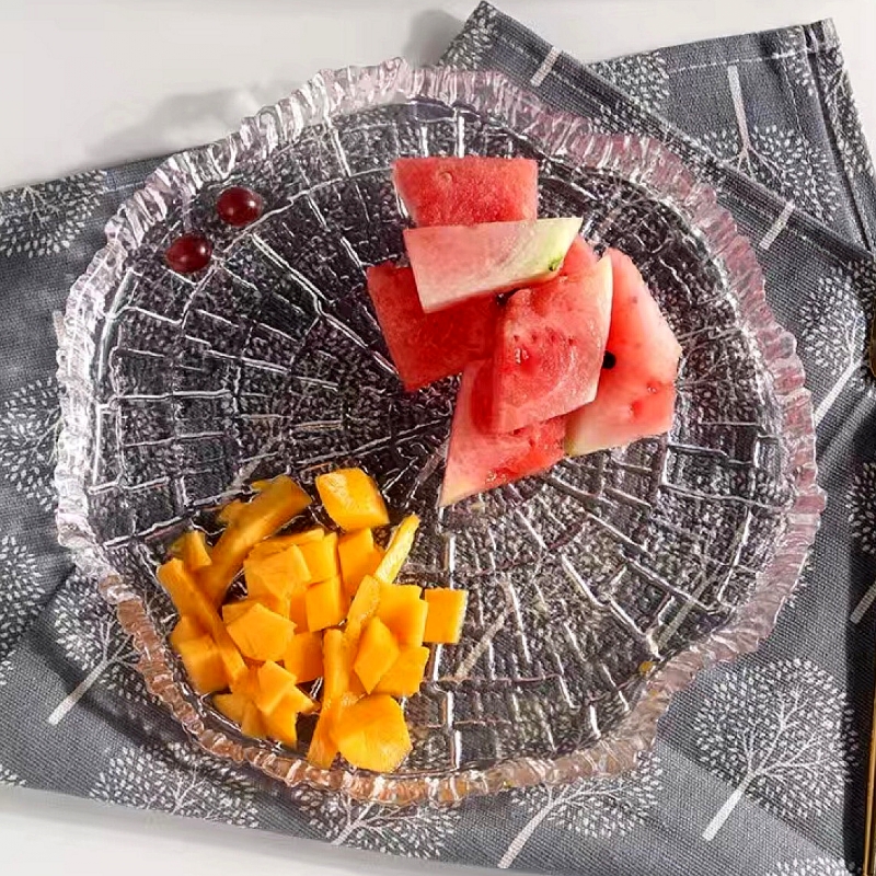 日式古榕年轮琉璃平盘浅盘创意