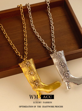 欧美金色钛钢项链不掉色首饰轻奢感锁骨链不锈钢饰品跨境