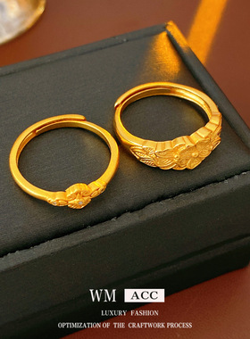 中古vintage十字架花朵戒指小众感食指戒复古宫廷风手饰