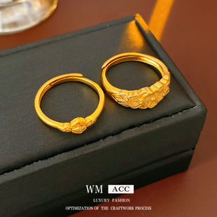 中古vintage十字架花朵戒指小众感食指戒复古宫廷风手饰