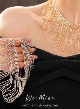 宫廷风个性镂空流苏项链轻奢小众气质锁骨链夸张气质复古项饰