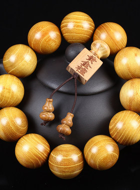 批发黄金檀柘木手串方牌葫芦2.0男士霸气大尺寸文玩配饰佛珠手持