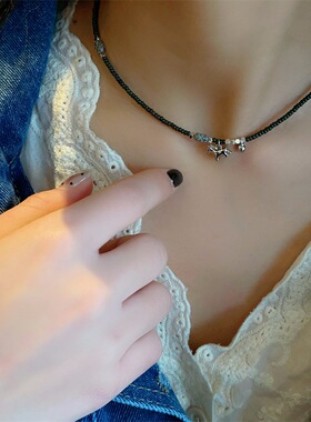 春款进口捷克珠项链小马吊坠颈链叠戴项链清新复古锁骨链