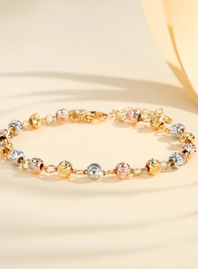 时尚跨境流行串珠手链女铜镀金串弯刀珠子手饰品小众设计百搭手环