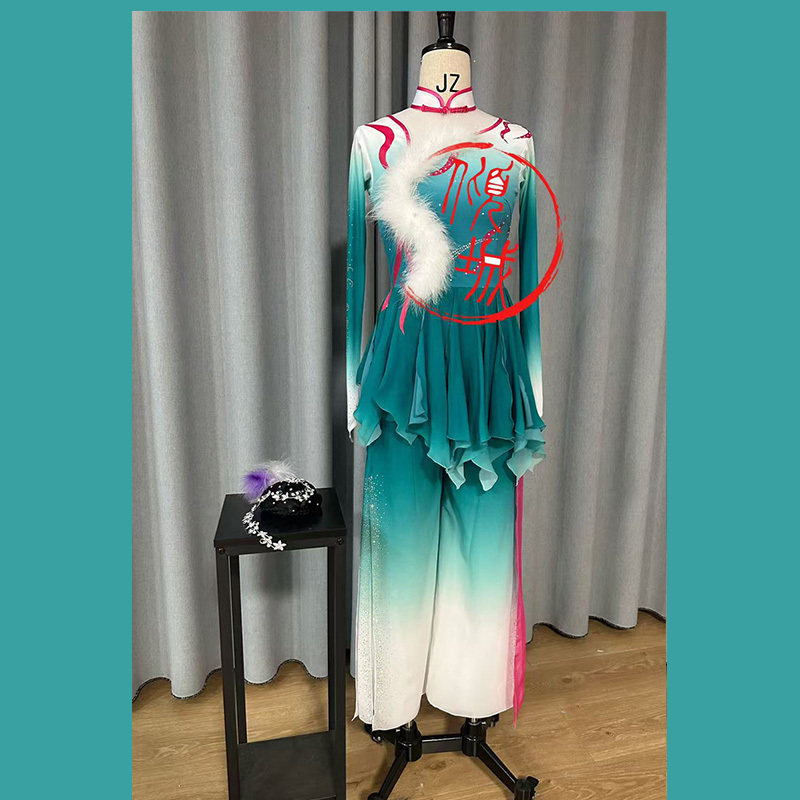 独舞飘逸扇舞表演服幻狐胶州秧歌舞蹈服艺考剧目演出服定制
