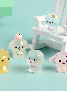 夜光小猪动物树脂车载桌面摆件