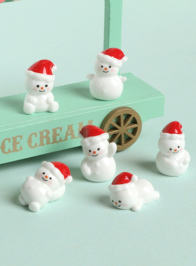 圣诞小红帽雪人树脂装饰桌面摆件