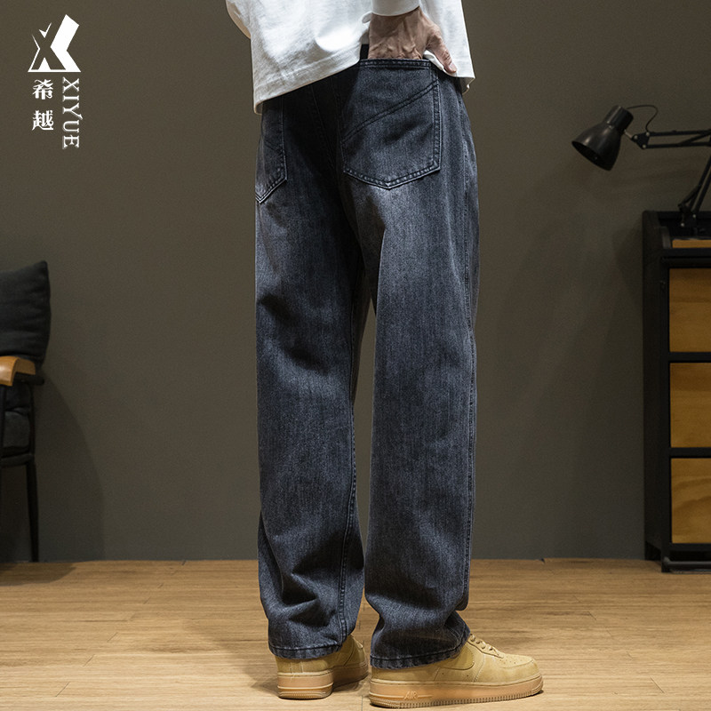 宽松直筒美式牛仔裤子大码休闲裤