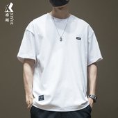 纯棉短袖 男士 T恤男夏季 白色打底衫 体恤 重磅潮牌宽松大码 希越美式