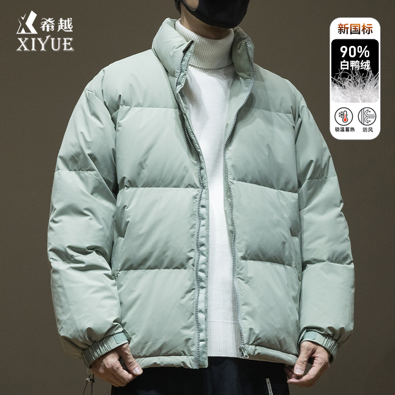 新国标白鸭绒无帽立领户外羽绒服
