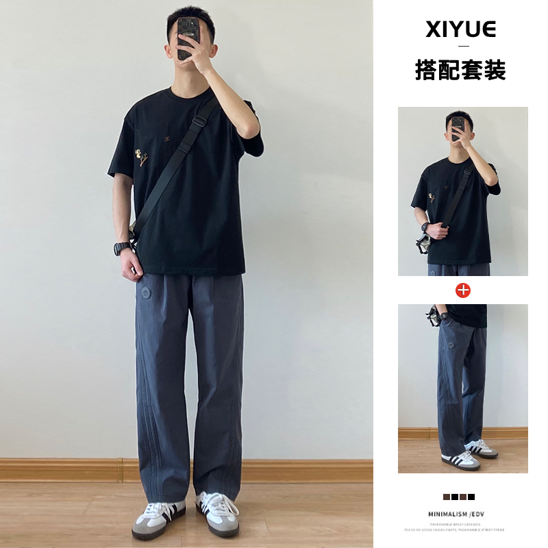 小红书爆款男士套装男2025夏季