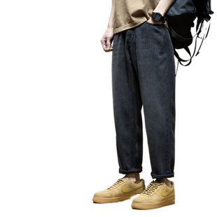 黑色牛仔裤男天丝休闲裤2026春季直筒裤宽松大码男士加绒锥形长裤