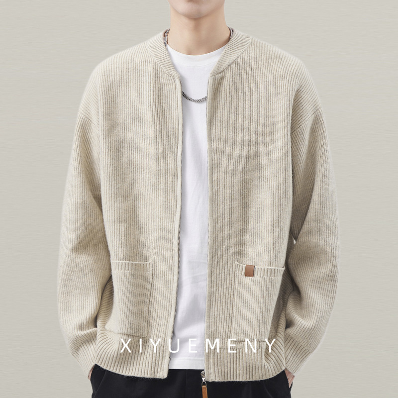 重磅开衫毛衣男士针织外套